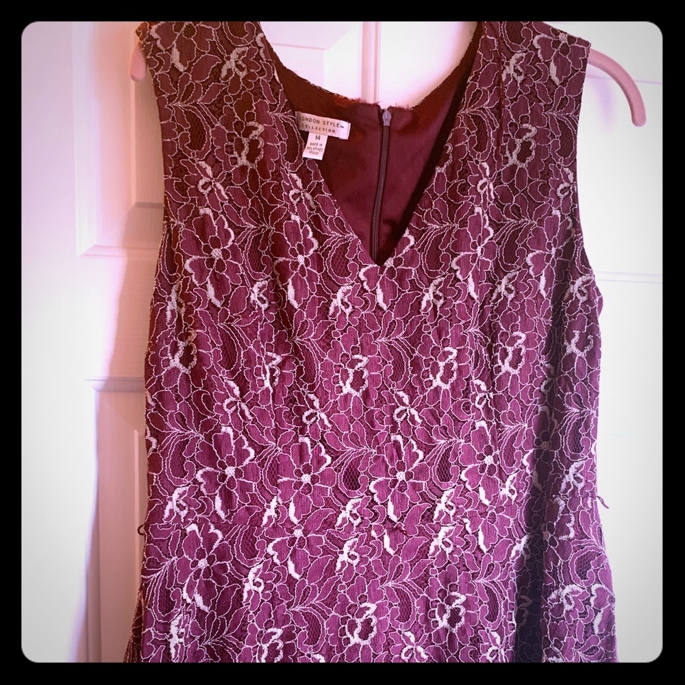 2/$20 London Style Elegant Red Gold Lace Dress 14